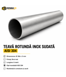 Teava rotunda inox sudata AISI 304, 306 x 3 mm, 6 metri